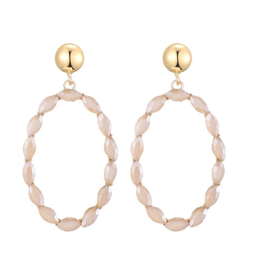 Bella oorbellen ovaal beige